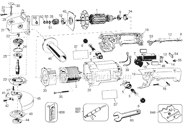 Page A Diagram and Parts List for 4252 Type 100 Black and Decker Angle Grinder
